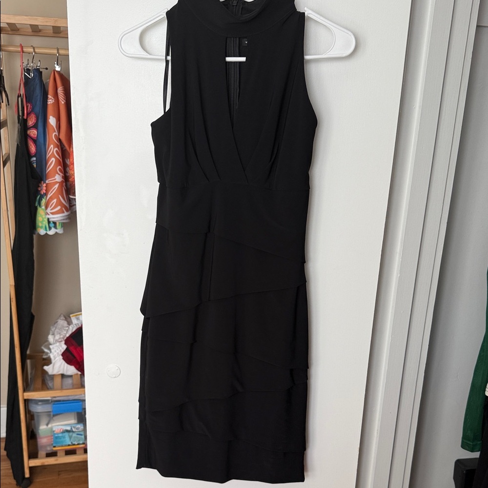 White House Black Market Layered Black Midi Dress